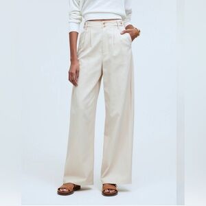 Madewell The Harlow Wide-Leg Pant Khaki Twill Linen Sailor Women’s Size 12